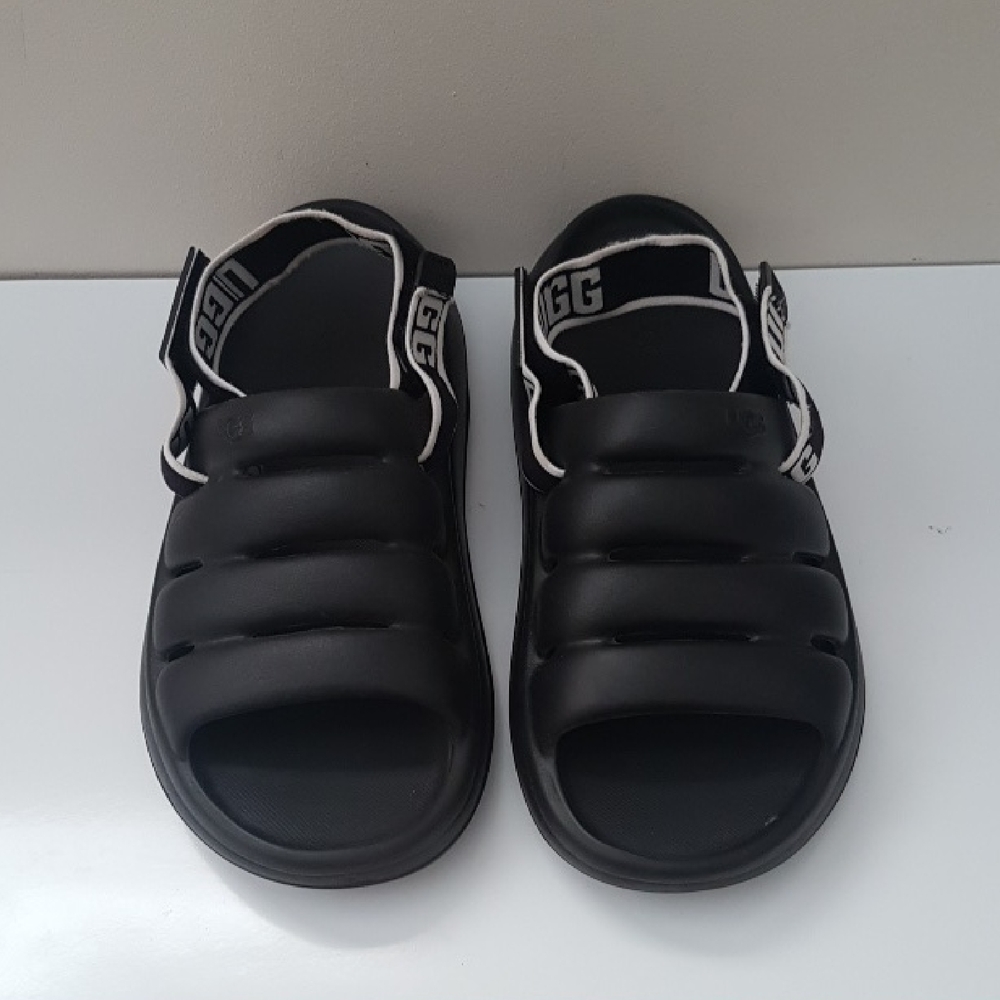 UGG Black Slide Sandals with Logo Accents